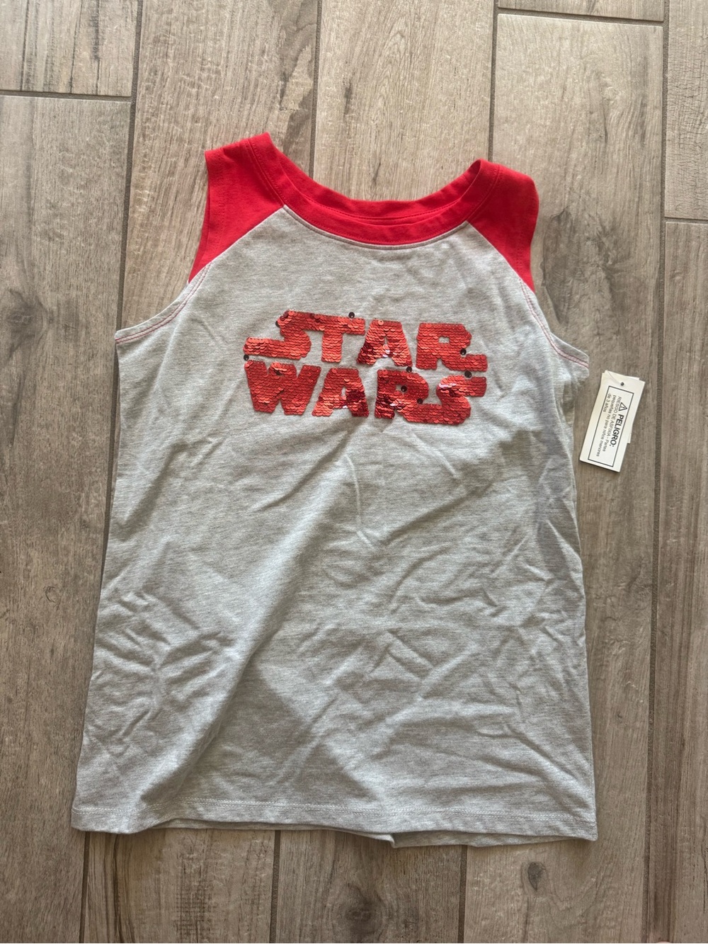 Star Wars Kids Gray & Red Tank Top with Sequin Logo